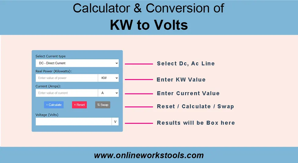 How to Use Kw to Volts Valculator Calculator